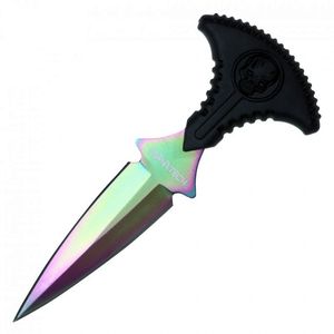 Push Dagger | Wartech Skull Rainbow Double Edge Blade Punch Knife + Sheath