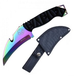 Tactical Knife Wartech 8.5in. Overall Full Tang Rainbow Hawkbill Gut Hook Blade