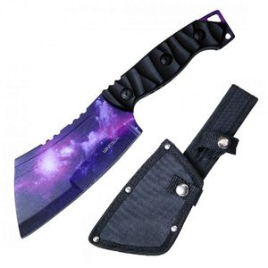 Tactical Knife Wartech 9.5in. Overall Full Tang Purple Galaxy Combat Cleaver
