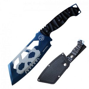 Tactical Knife Wartech 10.5in. Overall Full Tang Blue Skull Military Cleaver