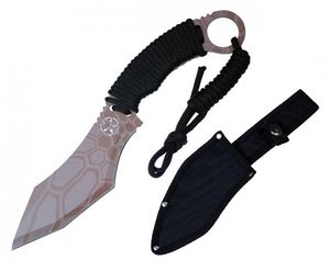 Tactical Knife Wartech 5in. Tan Skull Blade Military Combat Paracord + Sheath