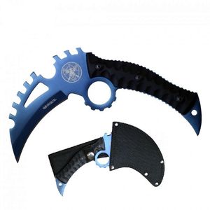 Tactical Knife Wartech 8.25in. Overall Full Tang Blue Combat Military Karambit
