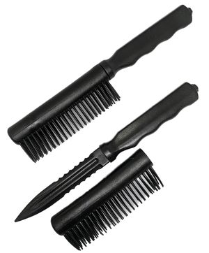 Comb Knife Hard Plastic Tactical Self-Defense Spike - 6.25in. Overall, Black