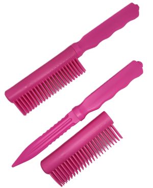 Comb Knife Hard Plastic Tactical Self-Defense Spike - 6.25in. Overall, Pink