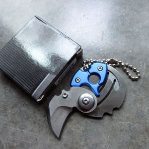 Mini Folding Keychain Knife Silver Hawkbill 1in. Blade Hwt234Bk - Blue