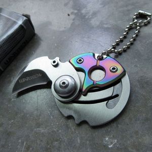 Mini Folding Keychain Knife Silver Hawkbill 1in. Blade Hwt234Rw - Rainbow