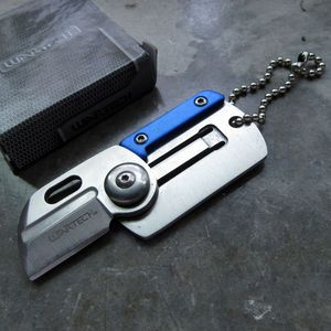 Mini Folding Keychain Knife | Military Dogtag Silver Sheepsfoot 1