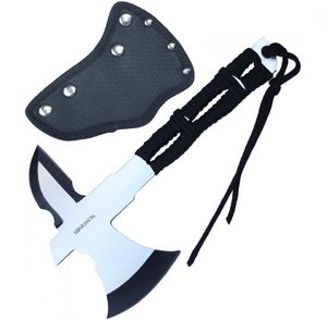 Mini Throwing Axe 8in. Overall Full Tang Silver Blade Cord-Wrap Handle Tomahawk