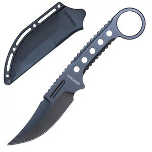 Tactical Knife | Wartech Black Clip Point Blade Hunting Skinner + Slim Sheath