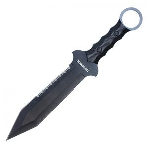 Fixed Blade Knife 12in. Spartan Black Tactical Roman Sharp Dagger Hwt267Bk