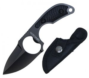 Tactical Knife Wartech 4.75in. Overall Full Tang Black Bottle Opener + Sheath