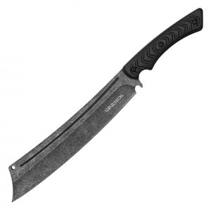Machete Wartech 8.25in Stonewash Cleaver Blade Full Tang Survival Knife + Sheath
