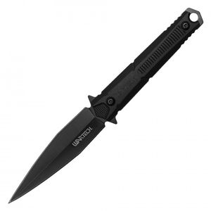 Tactical Dagger Wartech Boot Knife Self-Defense Full Tang Slim Sheath Black