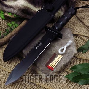 11.25in. Black Serrated Survival Knife, Sheath And Kit