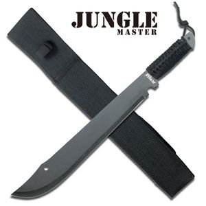 20in. Full Tang Black Ninja Cord-Wrapped Survival Machete w/ Sheath