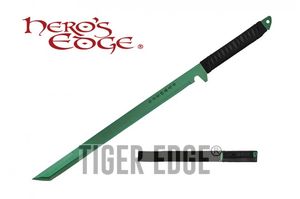 Tactical Sword Japanese Ninja 27in. Green Tanto Blade Military Combat + Sheath