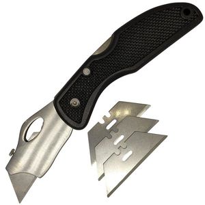 Folding Knife | Black Razor Box Cutter Pocket Clip Lock Back Folder KP 899-50B