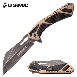 Spring-Assist Folding Knife USMC Wharncliffe 3.75