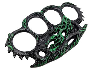Paperweight Metal Knuckle Duster Green Fire Dragon