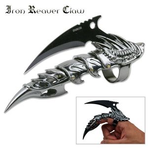Finger Knife Black Blade Cast Metal Armor Demon Dragon Reaver Claw Mc-1026Bk