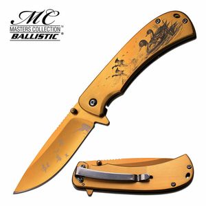 Spring-Assist Folding Knife | Gold Titanium-Coated Duck Hunter 3.5
