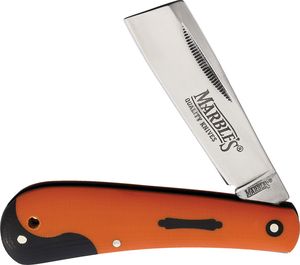 Folding Knife | Marbles Razor Orange G10 Mirror Stainless Steel Blade