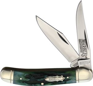 Folding Knife | Marbles Classic 2-Blade Barlow Copperhead Green Stag Bone