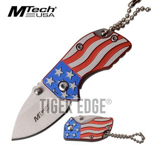 American Flag Folding Pocket Knife Keychain Mini | Mtech 1.4