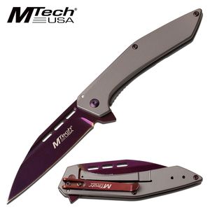 Folding Knife Mtech | Slim Blade Purple Chrome Tactical EDC Ball Bearing Pivot