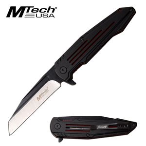 Folding Knife | Mtech Sheepsfoot Blade Black Red Handle Ball Bearing Pivot EDC
