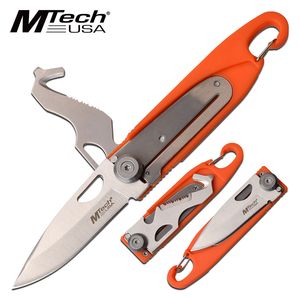 Folding Knife | Mtech 2 Silver Blade Utility Multi-Tool Carabiner EDC - Orange
