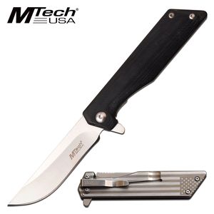 Pocket Folding Knife Mtech Slim Black Tactical Folder USA Flag EDC Mt-1160Lf