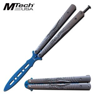 Training Butterfly Knife Blue Gray No Blade Spider Balisong Martial Mt-1165Bgy