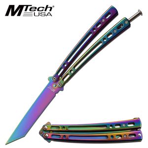 Butterfly Knife Rainbow Martial Arts Balisong Tactical Tanto Blade Mt-1167Rb
