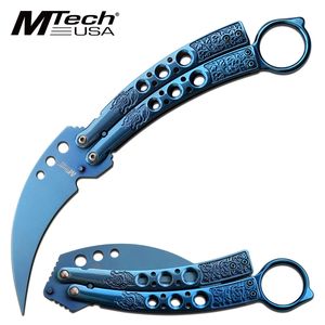 Folding Knife | Blue Karambit Butterfly Blade Martial Arts Training Mt-1169Bl