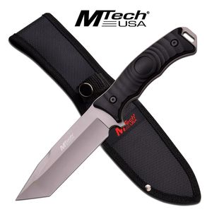 Fixed-Blade Tactical Knife Mtech Black Tanto Full Tang Combat Blade Survival
