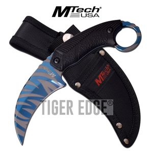 Fixed-Blade Tactical Knife | Mtech Blue Tiger Stripe Karambit Tactical Combat