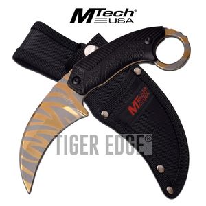 Fixed-Blade Tactical Knife | Mtech Gold Tiger Stripe Karambit Tactical Combat
