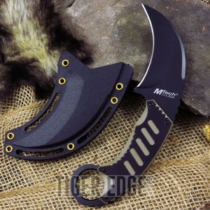 Mtech Black & Tan Karambit Neck Knife Combat Fixed Blade Martial Arts Style