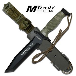 Mtech First Recon Black Tanto Blade Camo Handle Tactical Combat Knife