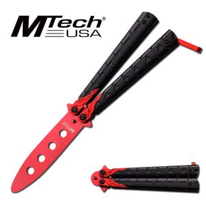Mtech Black/Red Practice Butterfly Balisong Knife - No Blade