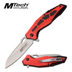 Spring-Assisted Folding Knife | Mtech Silver Blade Red Tactical EDC Mt-A1061Bl