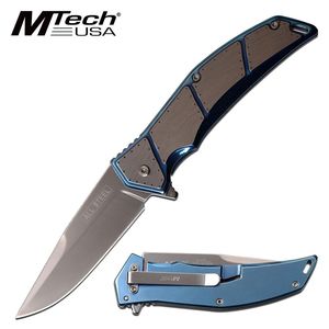 Spring-Assist Folding Knife Mtech All Steel 3.75in. Blade Tactical Plate - Blue