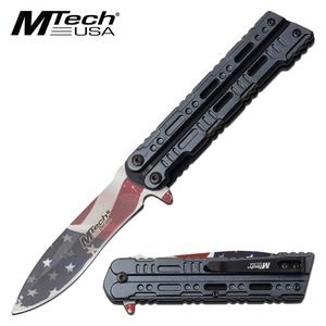Spring-Assist Folding Knife Mtech 3.5in. Blade USA American Flag Gray Handle