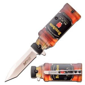Spring-Assist Folding Pocket Knife | Mtech Mini American Whiskey Bourbon Bottle