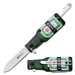 Spring-Assist Folding Pocket Knife | Mtech Mini Green Lager Beer Bottle