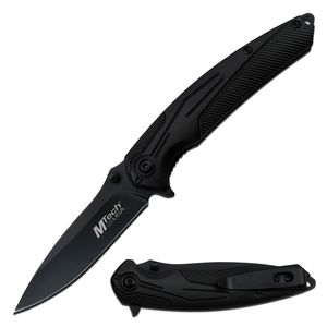 Spring-Assisted Folding Knife | Tac-Force Black Slim EDC Tactical 3.5in Blade