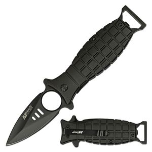 Pocket Knife Mtech Grenade Spring-Assist Folding 3.25In Blade Black