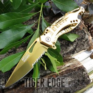 Mtech Gold Spring Assisted Serrated Blade Folding Knife