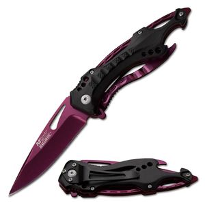 Spring-Assist Folding Knife | Mtech Magenta 3.5in Blade Black Tactical EDC